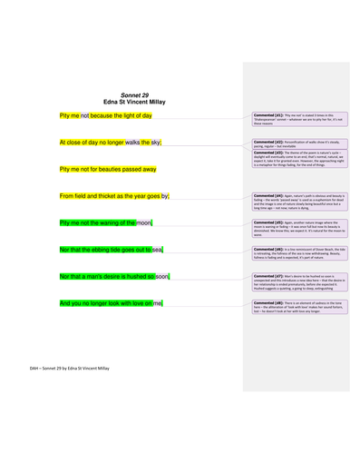 Sonnet 29 by Edna St Vincent Millay