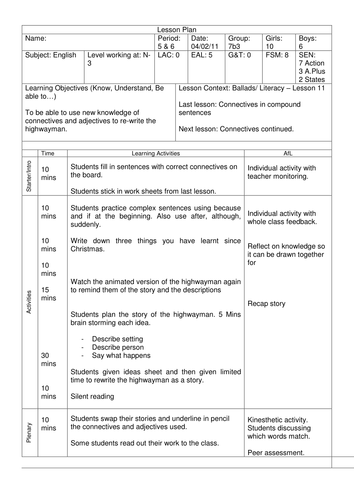 Ballads/Literacy - Lesson 11