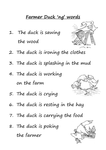 Farmer Duck 'ng' digraph words