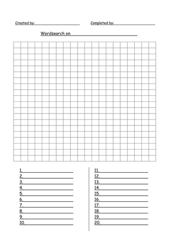 Wordsearch Proforma