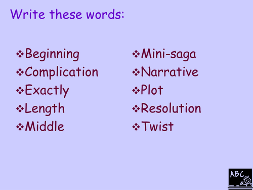 Mini Saga Lesson Plan, Idea Generator by YoungWriters - Teaching ...