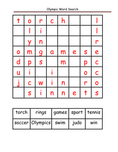 olympic basic word search teaching resources