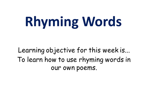 Year One, rhyming, understanding rhyming words by Dryac - Teaching