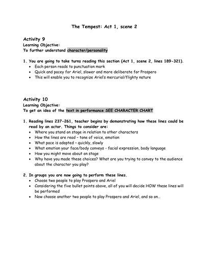 Tempest Act 1 How to perform the lines