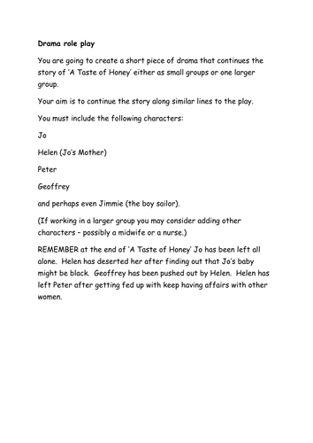 What happens next in "A Taste of Honey'"