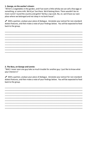 Dialect Analysis - Of Mice and Men