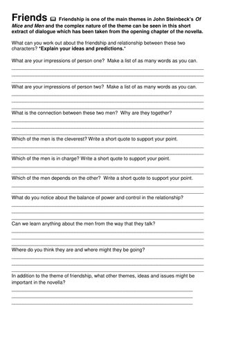 Friends 2 Of Mice and Men Prereading