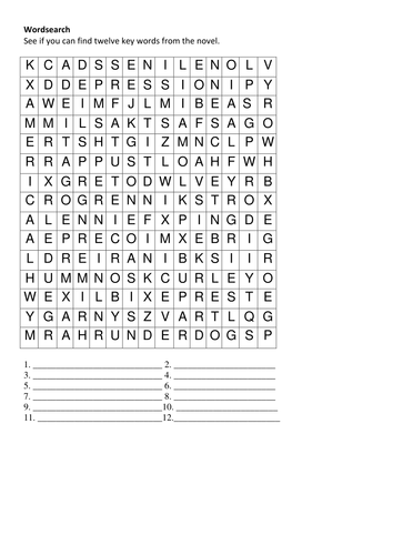 Of Mice and Men Section 3 Wordsearch