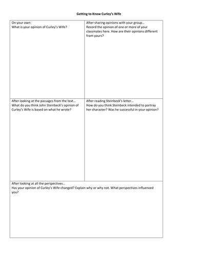 Of Mice and Men Getting to Know Curley's Wife