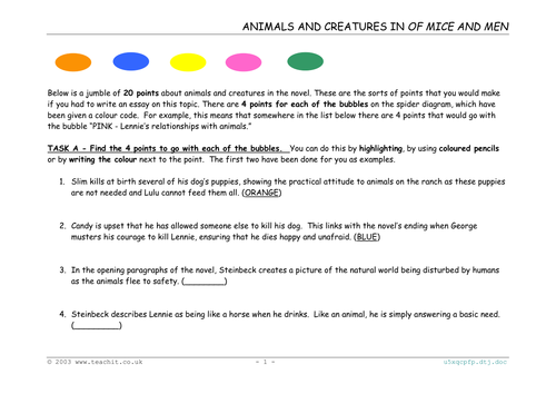 Of Mice and Men ANIMALS AND CREATURES