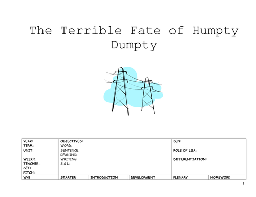 The Terrible Fate of Humpty Dumpty Scheme of Work