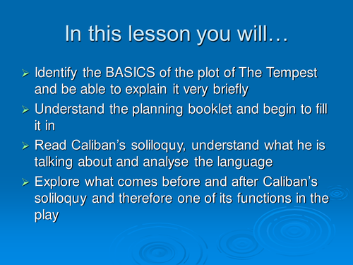 The Tempest summary and Caliban's soliloquy