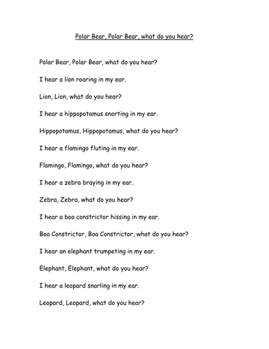 Polar bear; polar bear... typed text