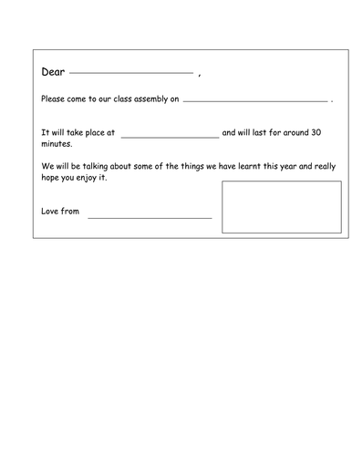 Class assembly invitation template