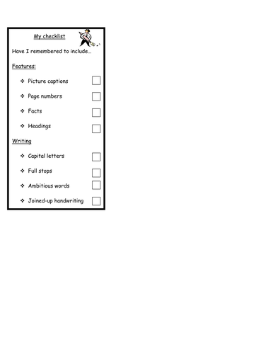 Writing checklist self-assessment