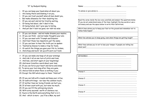 If Rudyard Kipling Analyze verse 2