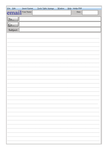 Printable Free Blank Email Template For Students