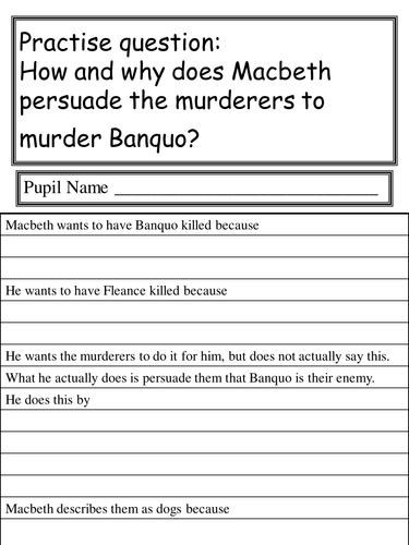 Macbeth - essay plan with sentence starters