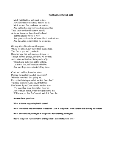 Renaissance era poem; play and prose