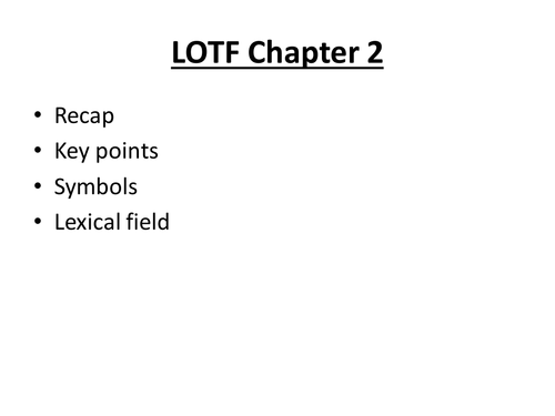 LOTF Chapter 2 Analysis