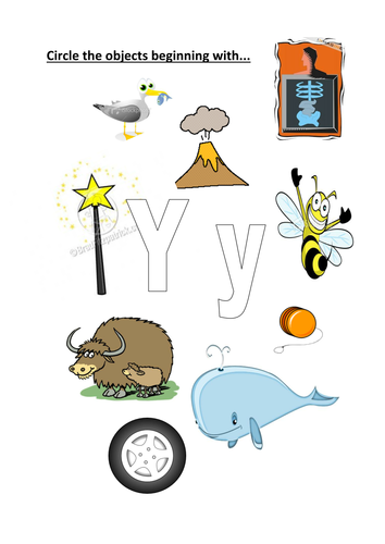 circle items that begin with a Y/y | Teaching Resources