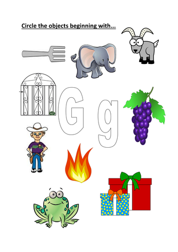 Circle objects that start with a G/g | Teaching Resources