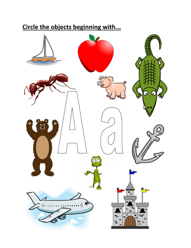 Circle the objects beginning with the letter Aa | Teaching Resources