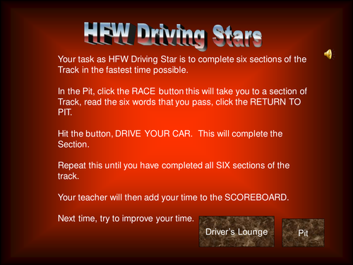 High Frequency Words Driving Game