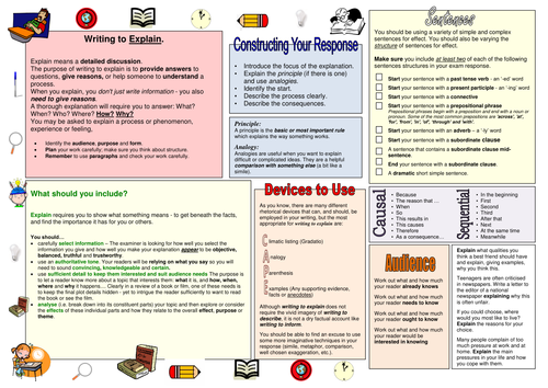 Writing to Explain review Map and PowerPoint