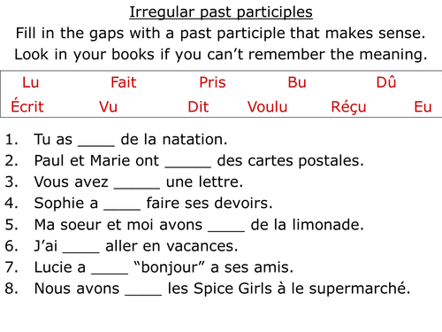 Questions & negatives - perfect tense