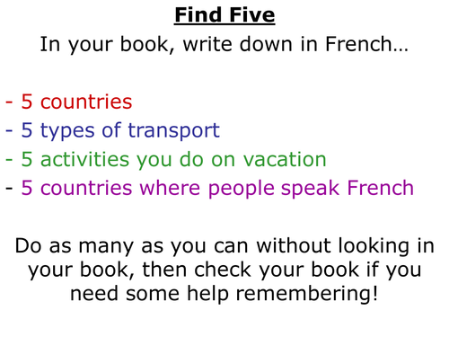 Vacations starter - Find Five