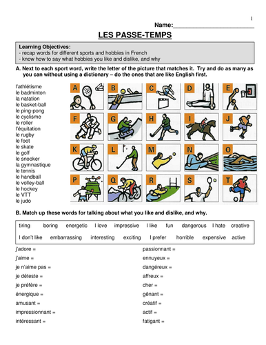 Sports and opinions handout