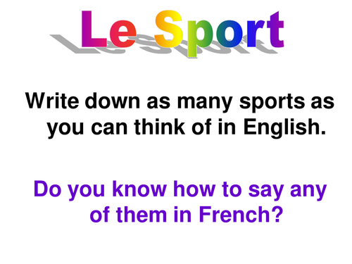 Students plan own lessons on sports vocab!