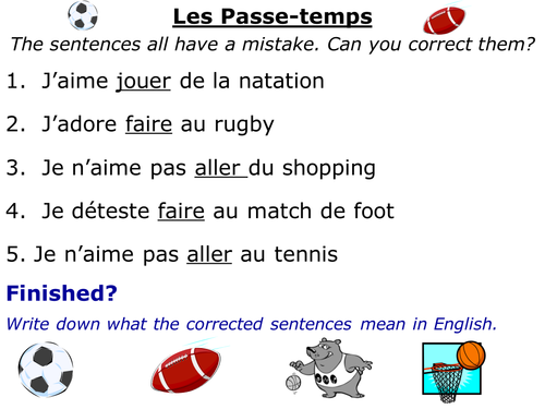 Writing & speaking - using faire; jouer & aller