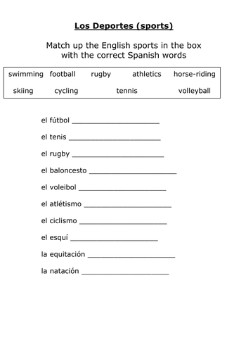 Simple matching task - sports