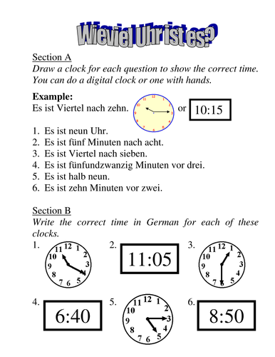 Time handout - all times