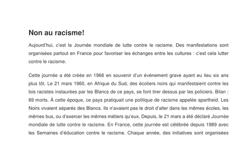 Article - Non au Racisme!