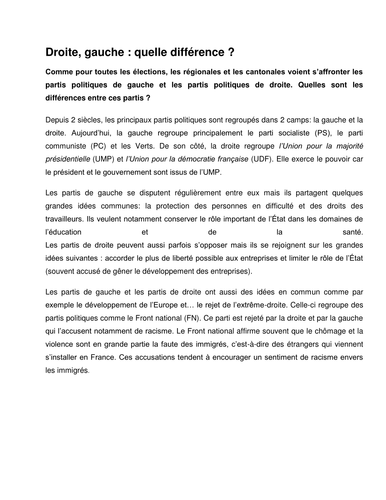 Article explaining left & right wing politics