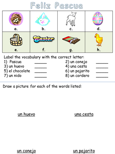 Easter vocabulary in Spanish