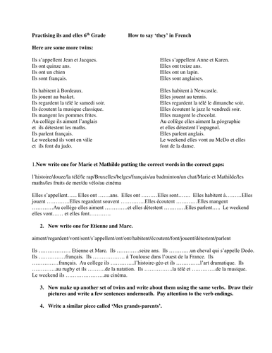 Practising ils and elles