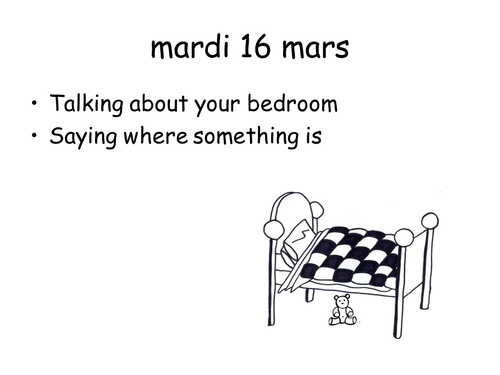 My bedroom and prepositions / Dans ma chambre