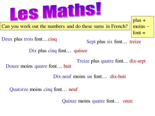 how to say math homework in french