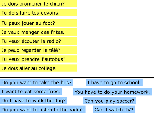 Modal verbs sentence match-up