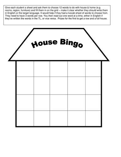 Bingo game on house & home - any language
