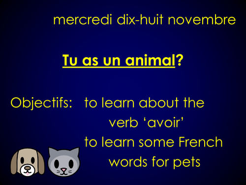 Avoir in the present tense; with animals
