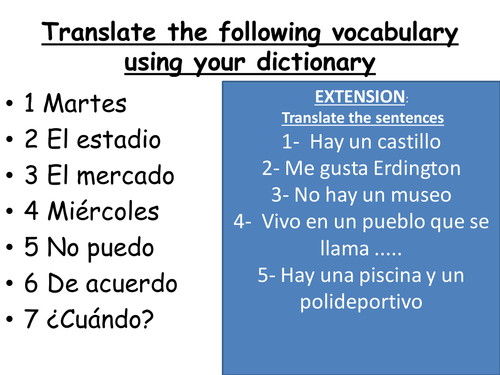 Introduction of vocabulary Mi ciudad