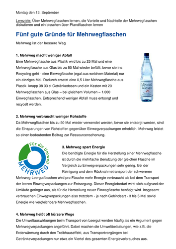 Mehrweg - Recycling Tasks;