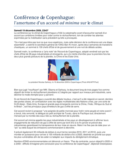 Texte Environnement Higher Level French