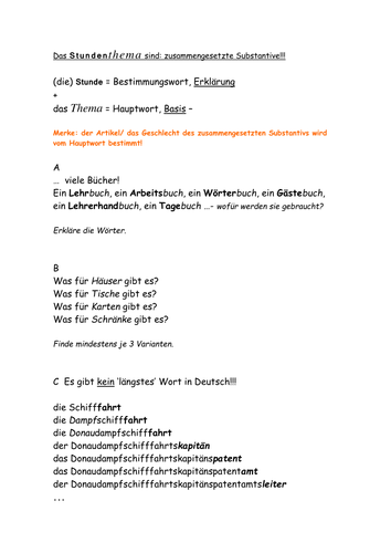 Compound nouns; Substantive