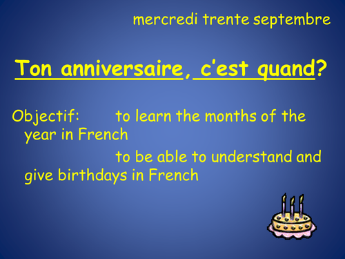 Les mois de l'année